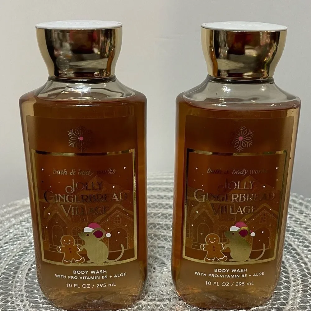 BBW Jolly Gingerbread Village Body Wash set of 2 NWT